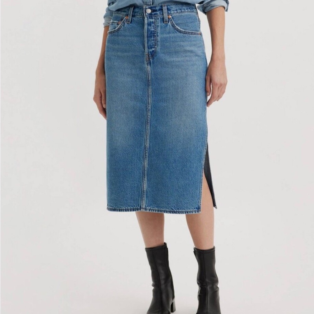 Levi's Blue Denim Midi Skirt